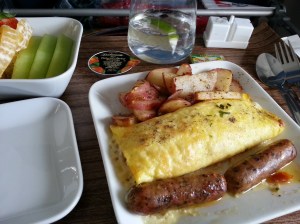 Sure, the omelet was nuked...but the fruit was excellent, and GIN!!